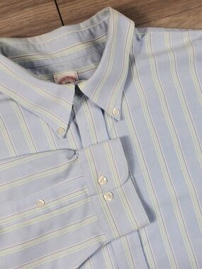 Brooks Brothers 1818 Blue Stripe Button Down Oxford Shirt XXL Supima Cotton